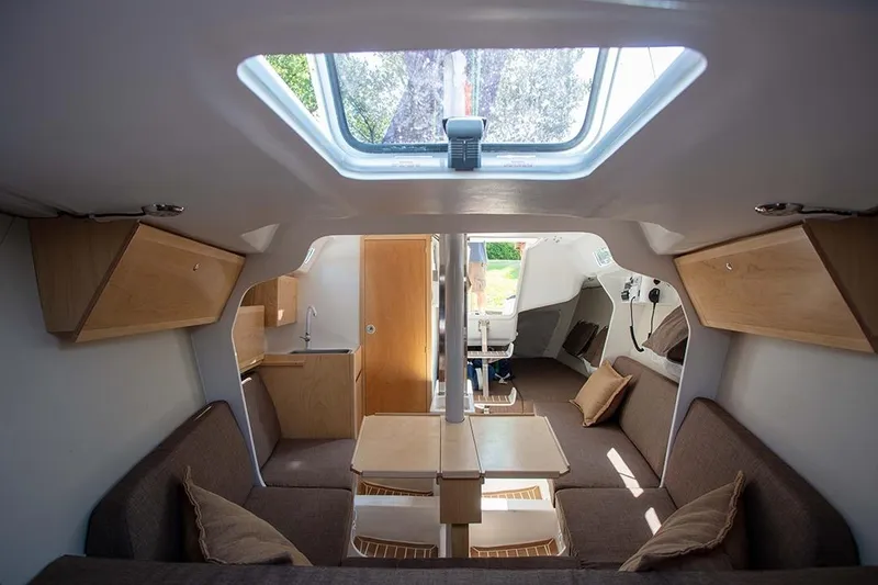 Slide: The Image of Luxurious interior of 2025 Zonda Yachts Z28, featuring modern design and comfortable seating. - 10