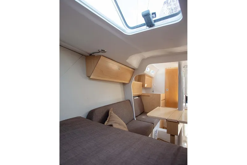 Slide: The Image of Interior of 2025 Zonda Yachts Z28, featuring modern design and comfortable seating. - 2