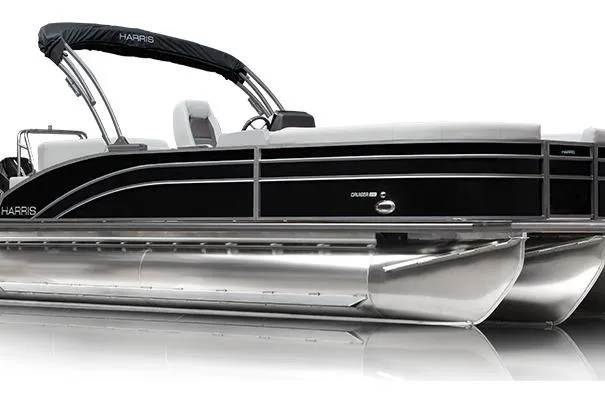 The Image of 2026 Harris Cruiser 230 pontoon boat, sleek black design with modern features. - 1
