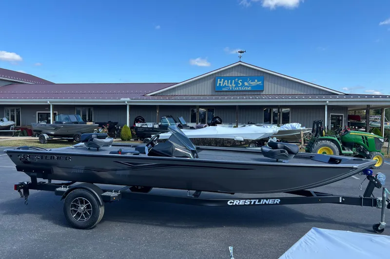 The Image of 2026 Crestliner XF 189 boat on trailer at Hall's Marine dealership. - 0