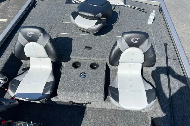 Slide: The Image of 2026 Crestliner XF 189 boat interior with two seats and fishing rod holders. - 10