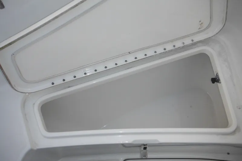 Slide: The Image of Open storage compartment on a 2006 Triton 225 DC boat. - 27