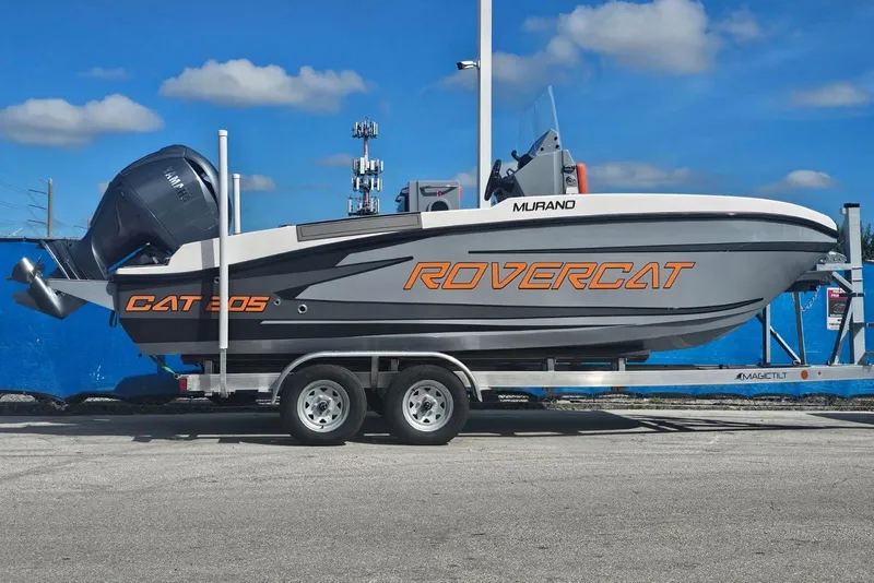 The Image of 2026 Murano Yachts Rovercat 205 on trailer, featuring sleek design and powerful engine. - 0