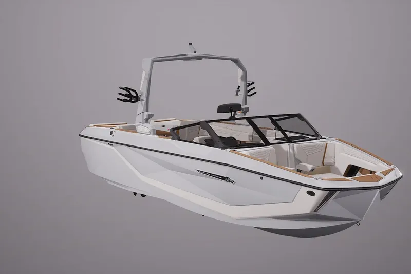 The Image of 2026 Nautique Super Air Nautique G25 boat, sleek design, white exterior, modern features. - 1