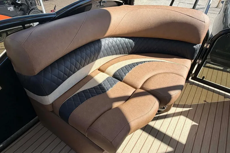 Slide: The Image of Luxurious seating on 2026 Aloha Paradise 300 Sundeck with quilted upholstery design. - 15