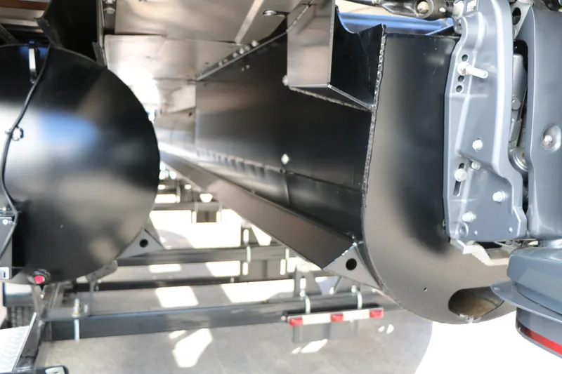 Slide: The Image of Underneath view of 2026 Sylvan L3 RLZ pontoon boat, showcasing structural details. - 14