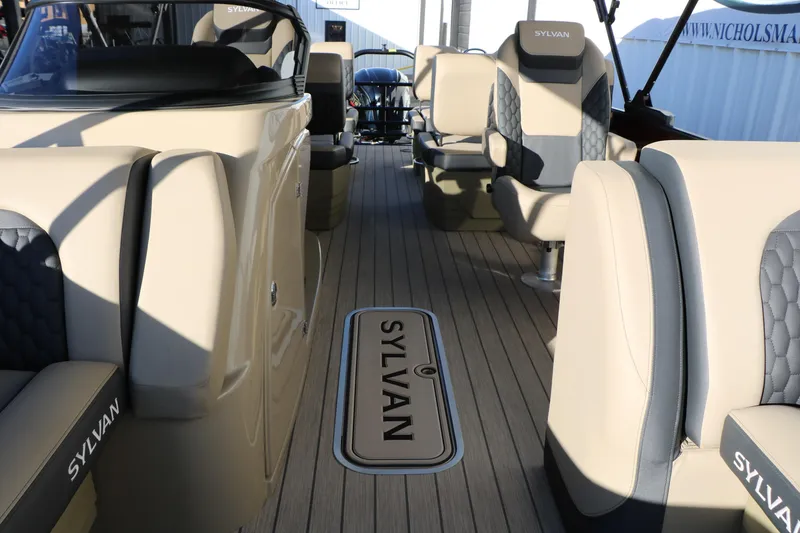 Slide: The Image of 2026 Sylvan L3 RLZ boat interior with luxurious seating and modern design. - 17
