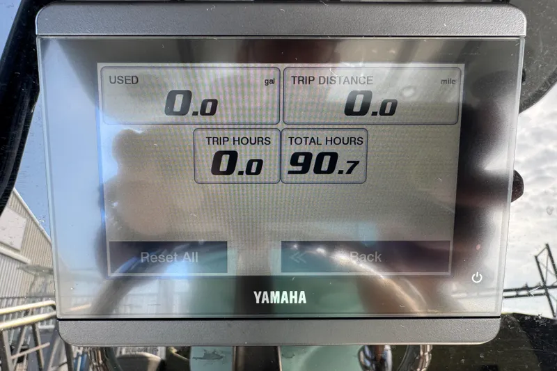 Slide: The Image of Yamaha display showing trip data on 2023 Sea Pro 239 Deep V CC boat. - 20