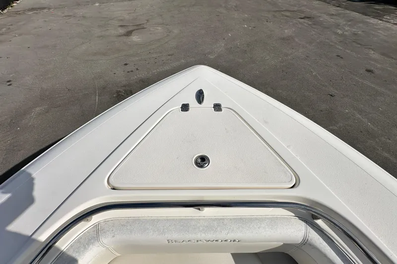 Slide: The Image of 2018 Blackwood 27 Bayboat interior view, showcasing spacious deck and seating arrangement. - 57