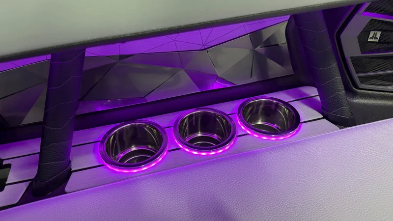 Slide: The Image of Illuminated cup holders in a modern boat. - 37