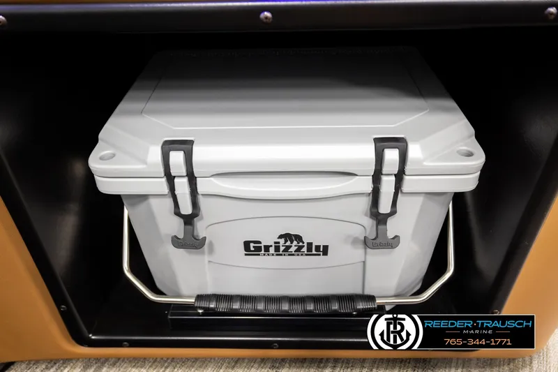 Slide: The Image of Grizzly cooler in 2026 Avalon LSZ ELW boat storage compartment. - 45