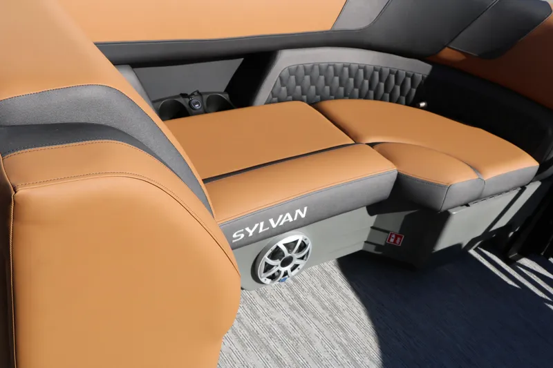 Slide: The Image of Luxurious seating on 2026 Sylvan L3 DLZ Bar Tri-Toon with premium upholstery and speaker system. - 42
