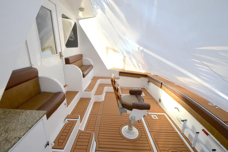 Slide: The Image of Interior of a 2004 Chesapeake 58 yacht with wooden flooring. - 44