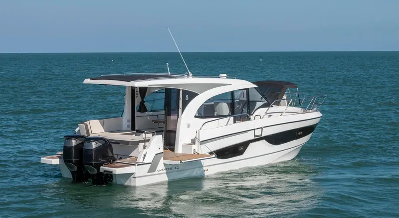 Slide: The Image of 2026 Beneteau Antares 11 motorboat cruising on open sea. - 1