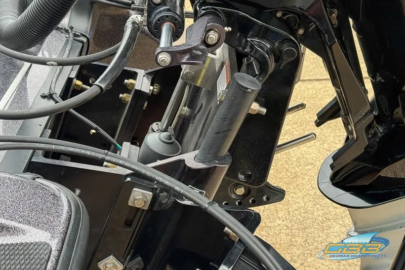 Slide: The Image of 2023 Caymas CX 21 PRO boat engine components and hydraulic system close-up. - 30