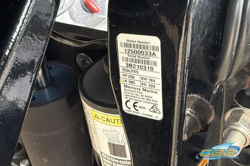 Slide: The Image of Label on Mercury Marine engine, model 250LPXS, for 2023 Caymas CX 21 PRO boat. - 31