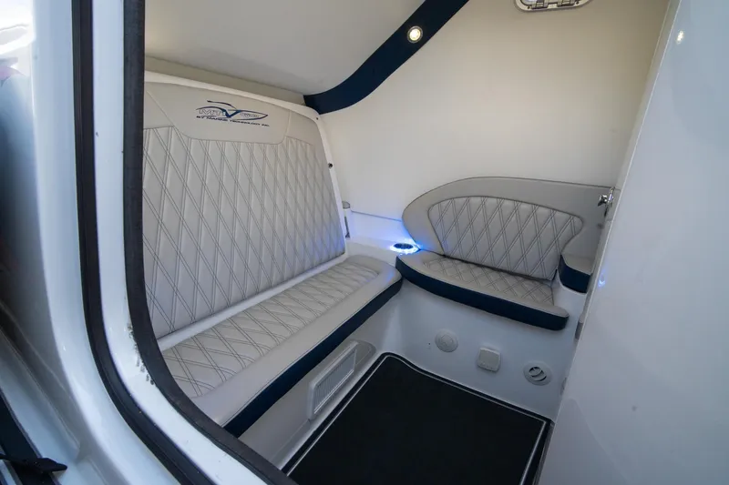 Slide: The Image of Luxurious interior of 2020 MTI V42 boat with elegant seating and ambient lighting. - 41