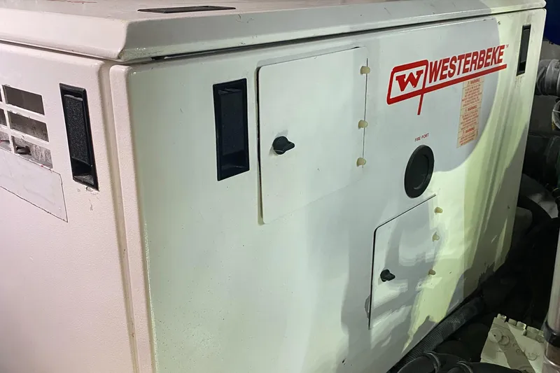 Slide: The Image of Westerbeke generator in 1987 Jarvis Newman 46' Flybridge Cruiser engine room. - 72