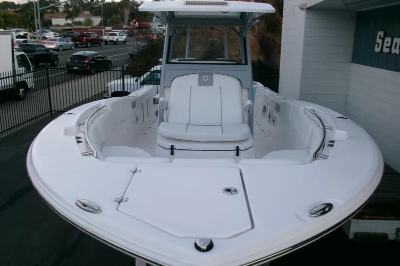 Slide: The Image of 2026 Sea Fox 288 Commander boat with sleek white design and spacious seating. - 47