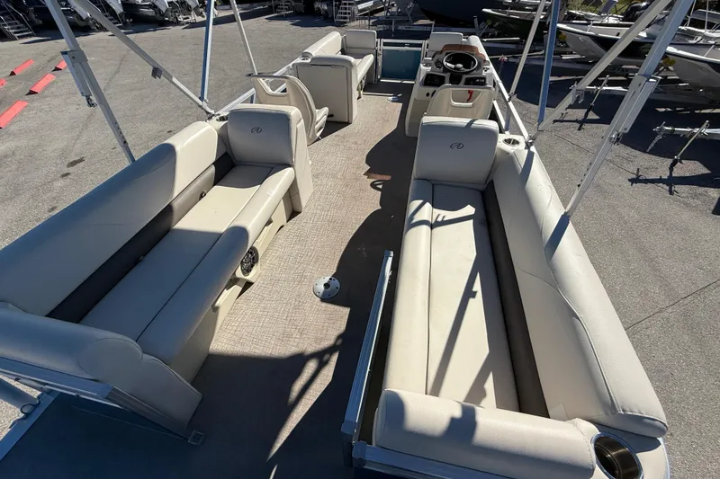 Slide: The Image of 2020 Avalon 2280 Venture Quad Lounger pontoon boat interior with spacious seating. - 12
