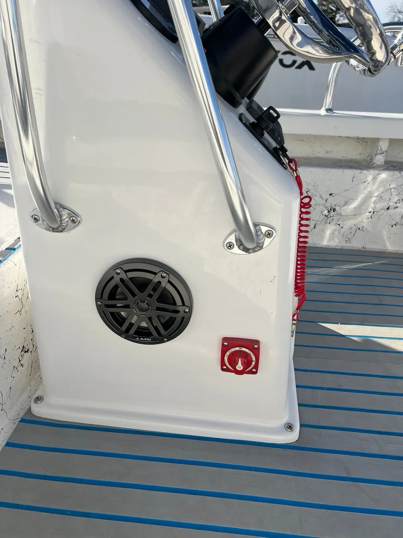 Slide: The Image of C-Hawk 16 Tiller 2021 console with speaker and switch. - 13