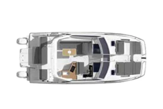 Slide: The Image of Manufacturer Provided Image: Top view of 2026 Aquila 36 Sport boat layout, showcasing seating and helm areas. - 15