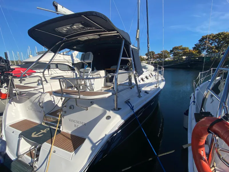 Slide: The Image of 2006 Hunter 38 sailboat docked in marina. - 3