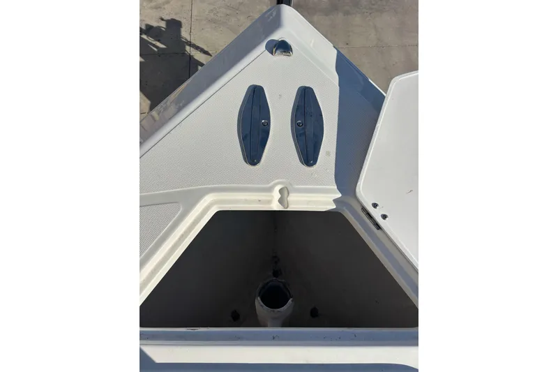 Slide: The Image of Bow view of 2017 Venture 39 Open boat, featuring anchor storage area. - 11