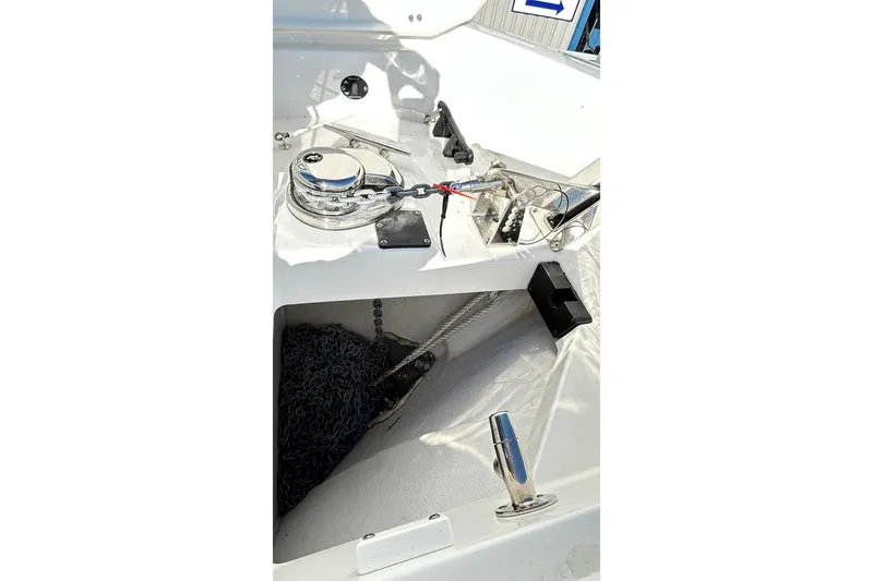 Slide: The Image of 2023 Blackfin 332 CC boat anchor system with chain and winch. - 44