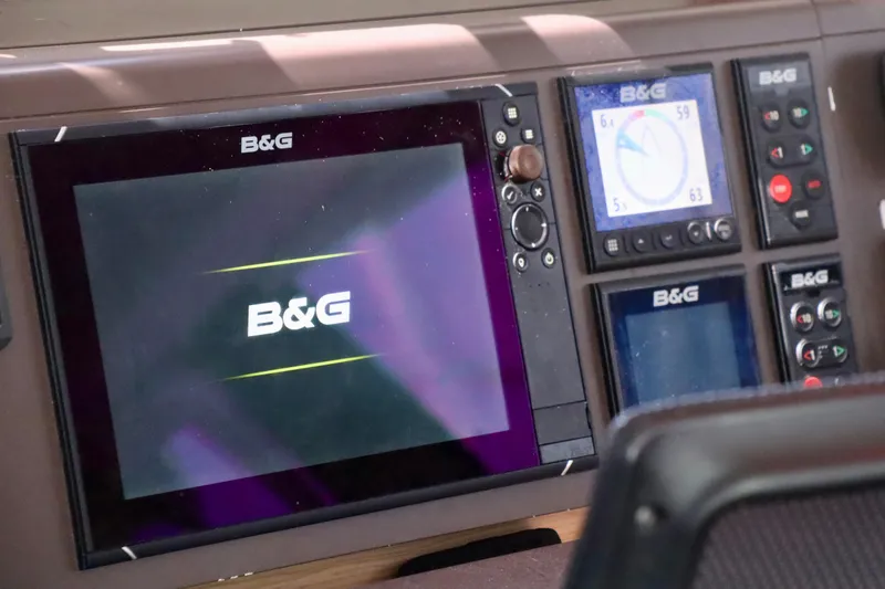 Slide: The Image of B&G navigation system on 2017 Outremer 51 yacht dashboard. - 116