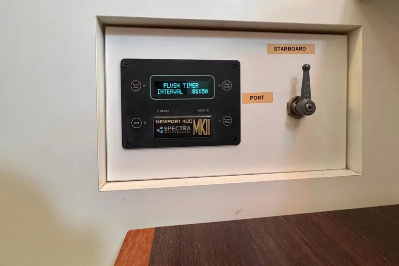 Slide: The Image of Control panel of a 2017 Outremer 51 yacht with Newport 400 Spectra Watermaker. - 61