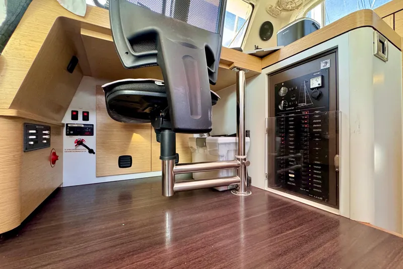 Slide: The Image of Modern interior of 2017 Outremer 51 yacht with control panel and ergonomic chair. - 73