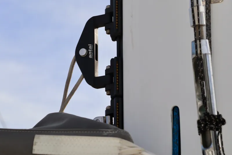 Slide: The Image of Close-up of Antal sail hardware on 2017 Outremer 51 catamaran. - 91