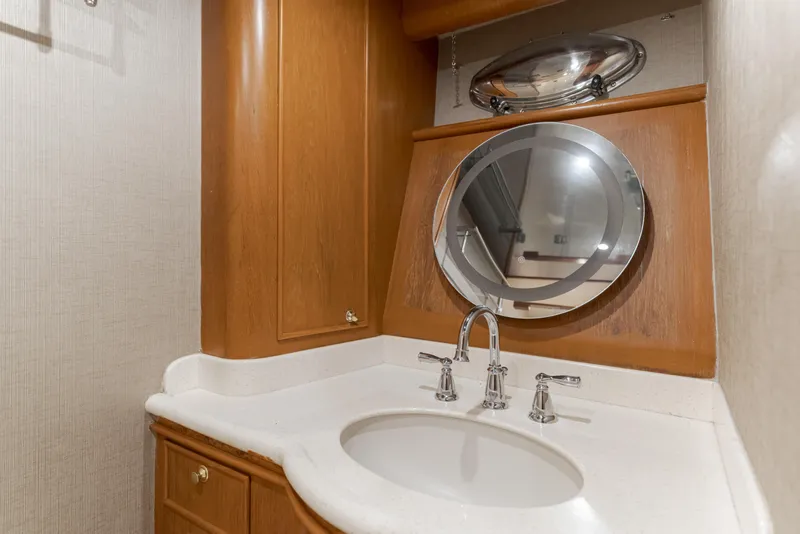 Slide: The Image of Luxurious bathroom interior of 1997 Forbes Cooper Pilothouse yacht with elegant fixtures. - 29