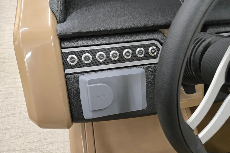 Slide: The Image of Dashboard of 2026 Godfrey Monaco 215 C with control buttons and steering wheel. - 10