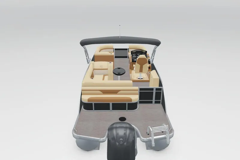 Slide: The Image of 2026 Godfrey Monaco 215 C pontoon boat with beige seating and modern helm. - 30