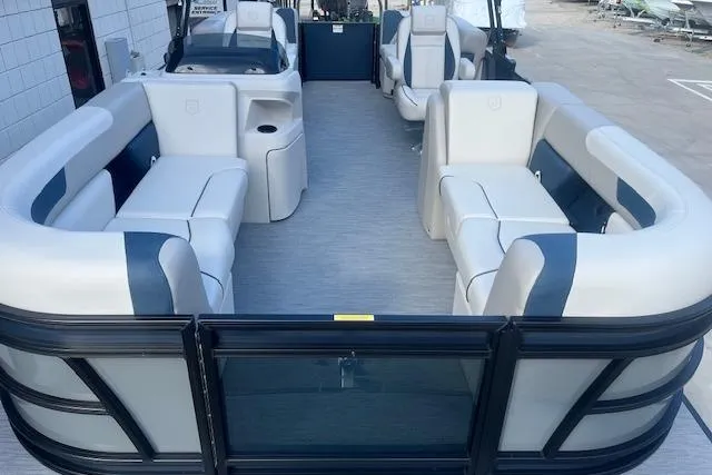 Slide: The Image of 2026 Godfrey Sweetwater 2286 SB pontoon boat with spacious seating and modern design. - 10