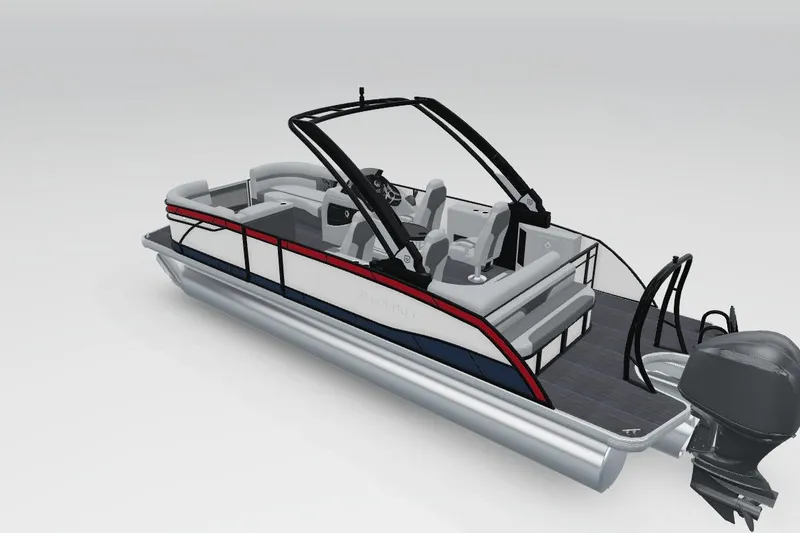 Slide: The Image of 2026 Godfrey Monaco 235 QSB pontoon boat with sleek design and modern features. - 40