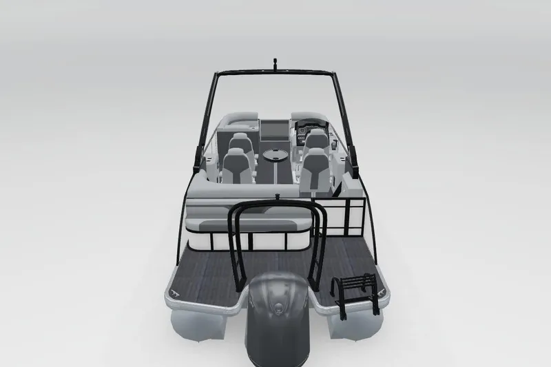 Slide: The Image of 2026 Godfrey Monaco 235 QSB pontoon boat, rear view, sleek design, spacious seating. - 42