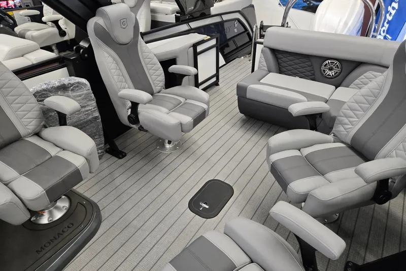 Slide: The Image of Luxurious interior of 2026 Godfrey Monaco 235 QSB boat with plush seating and modern design. - 6