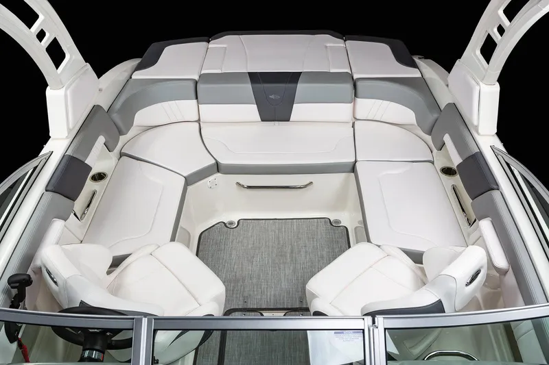 Slide: The Image of Manufacturer Provided Image: 2020 Chaparral 23 SSi boat interior with white and gray seating. - 20