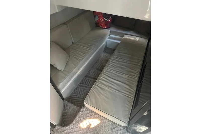 Slide: The Image of Interior of 2023 Schaefer 400 yacht with beige seating and modern design. - 43