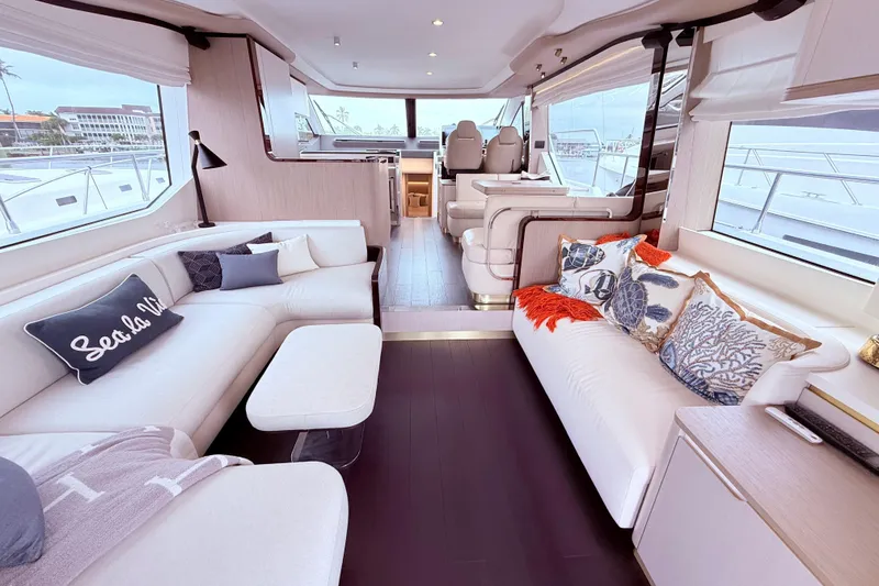 Slide: The Image of Luxurious interior of 2020 Azimut 60 yacht with elegant seating and decor. - 2