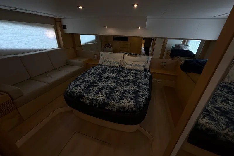 Slide: The Image of Luxurious cabin interior of 2017 Schaefer 56 yacht with elegant bedding and seating. - 23