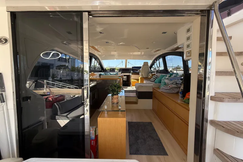 Slide: The Image of Luxurious interior of 2017 Schaefer 56 yacht with modern furnishings and elegant design. - 9