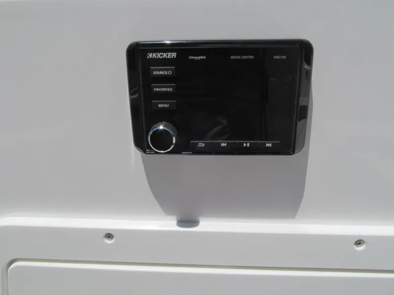 Slide: The Image of Kicker media center on 2023 Tahoe 2150 boat dashboard. - 10