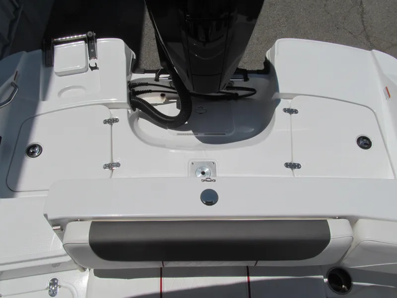 Slide: The Image of 2023 Tahoe 2150 boat deck with seating and storage compartments. - 17