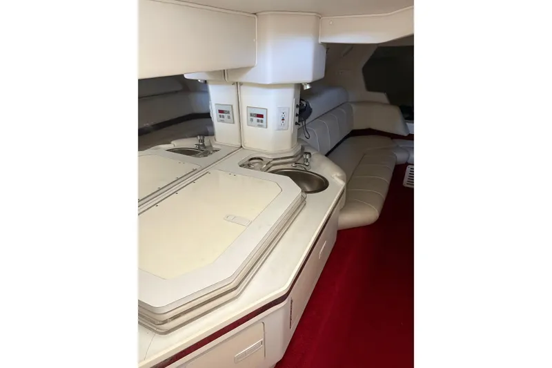 Slide: The Image of Interior of 2006 Fountain 42 Lightning boat with kitchenette and seating area. - 40