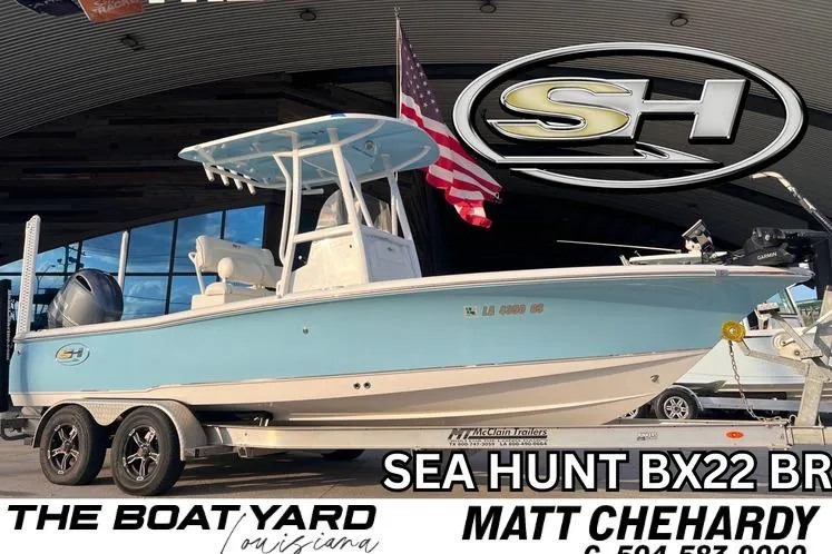 The Image of 2019 Sea Hunt BX 22 BR boat on trailer, displayed at The Boat Yard Louisiana. - 0