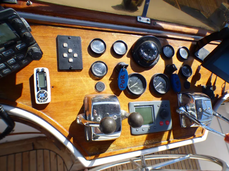 Slide: The Image of Control panel of a 1984 Spindrift 39 ft. Aft Cabin Twin Diesel boat. - 18